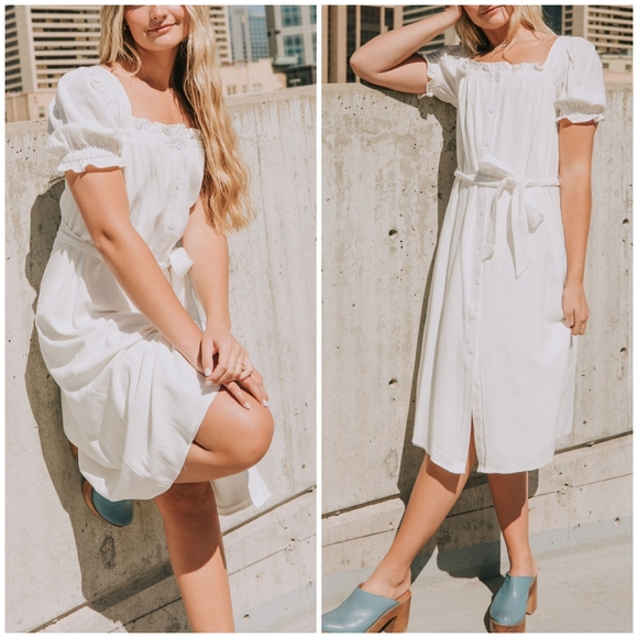 LAST ONE❗️Sugar + Lips Wait For Me Button Front Linen Midi Dress - Picture 6 of 8